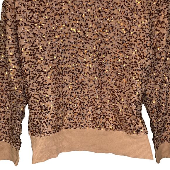 American Eagle Womens Rose Gold Sequin Cardigan Sweater Button Front Size Medium - Picture 12 of 16